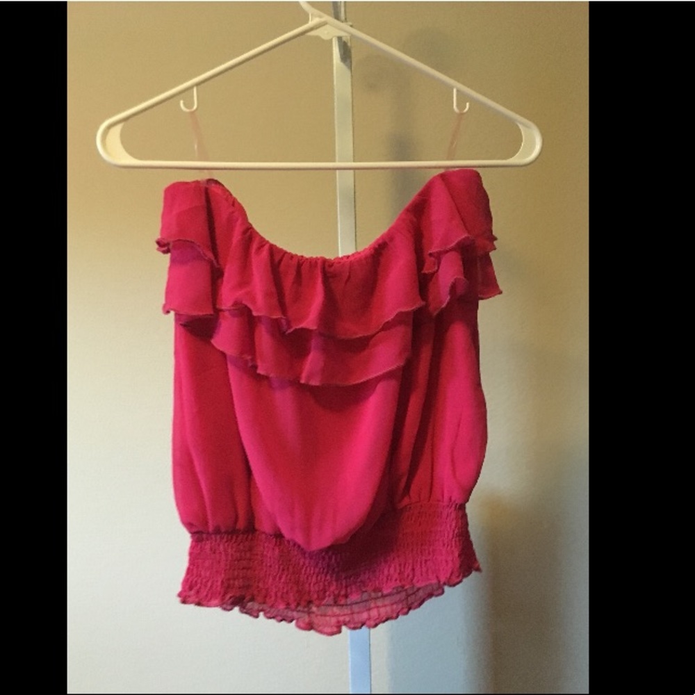 Strapless Pink Ruffle Top